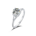 Load image into Gallery viewer, 1CT Round Moissanite Stone Surrounded By a Curved Micro Pave Halo
