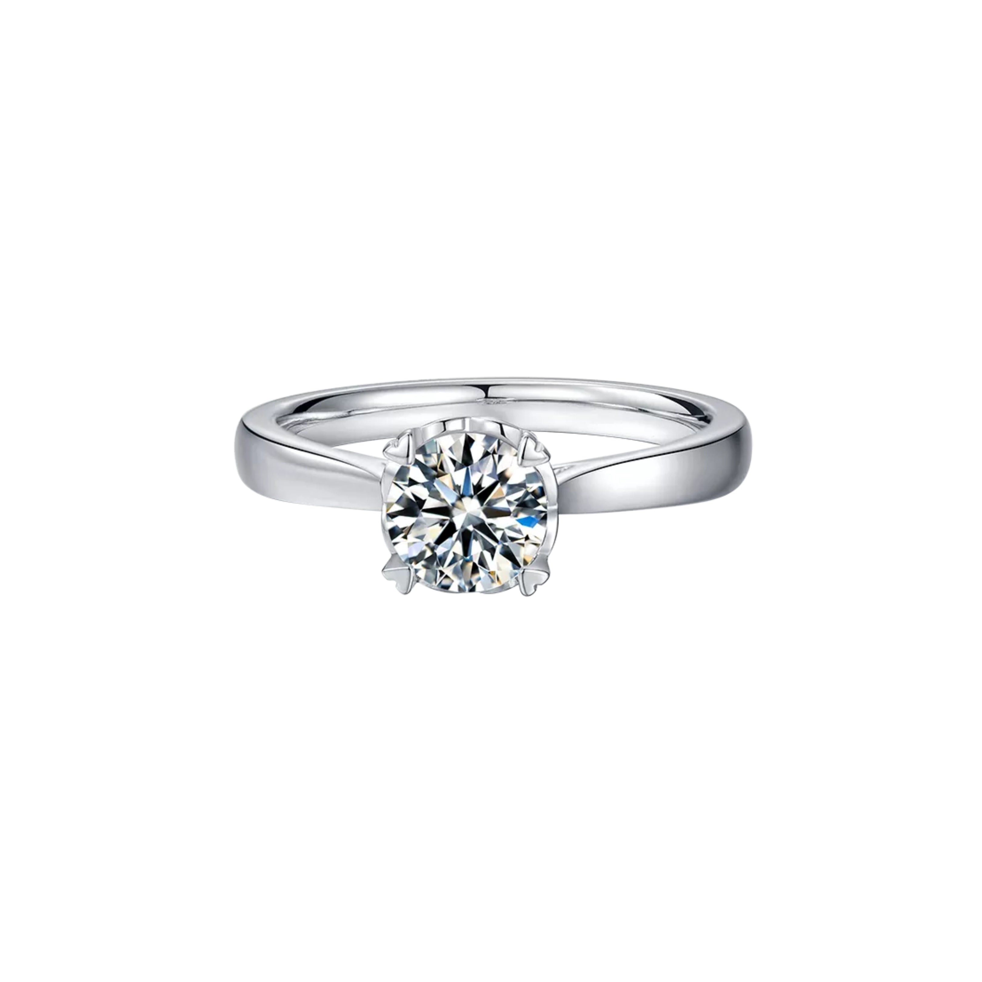 1ct. Moissanite Heart Prong Solitaire Engagement Ring