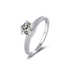 1ct. Round Moissanite 6 Prong Engagement Ring