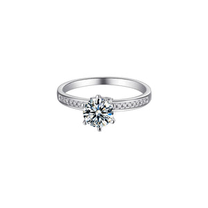 1ct. Round Moissanite 6 Prong Engagement Ring