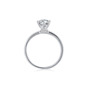 1ct. Round Moissanite 6 Prong Engagement Ring