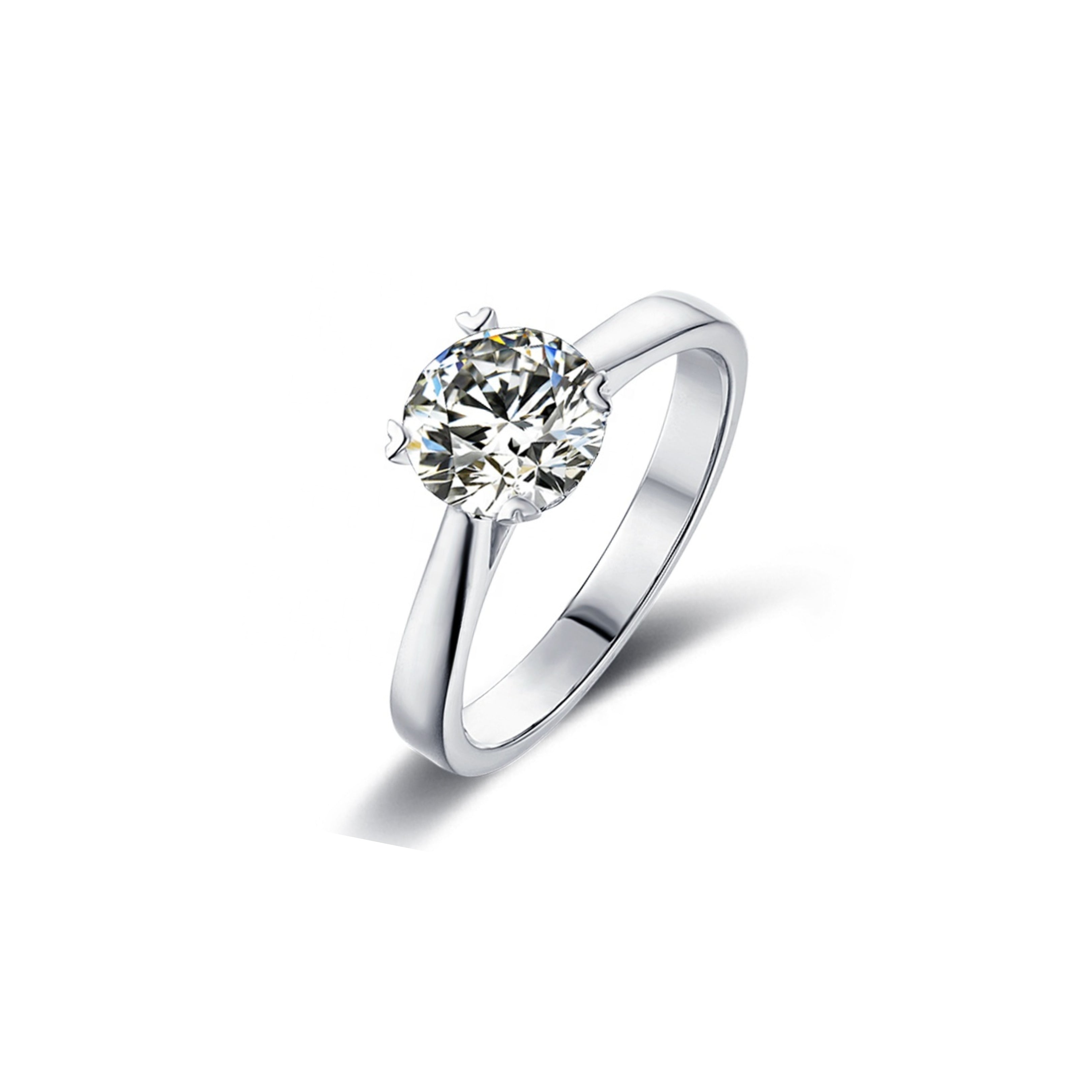 1ct. Moissanite Heart Prong Solitaire Engagement Ring